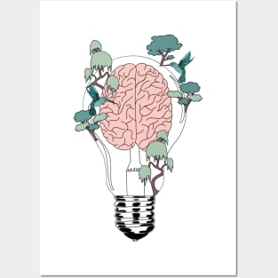 Neurology design brain light bulb Posters and Art